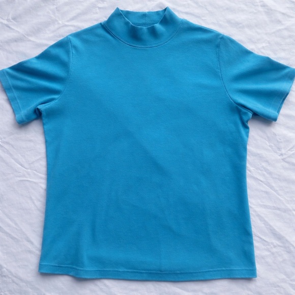 Ultra Softs Tops - Aqua Short Sleeve Mock Neck 1X